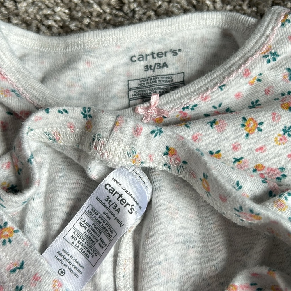 Toddler girl flower print pajama set long sleeve top and pants size 3T - Picture 4 of 5